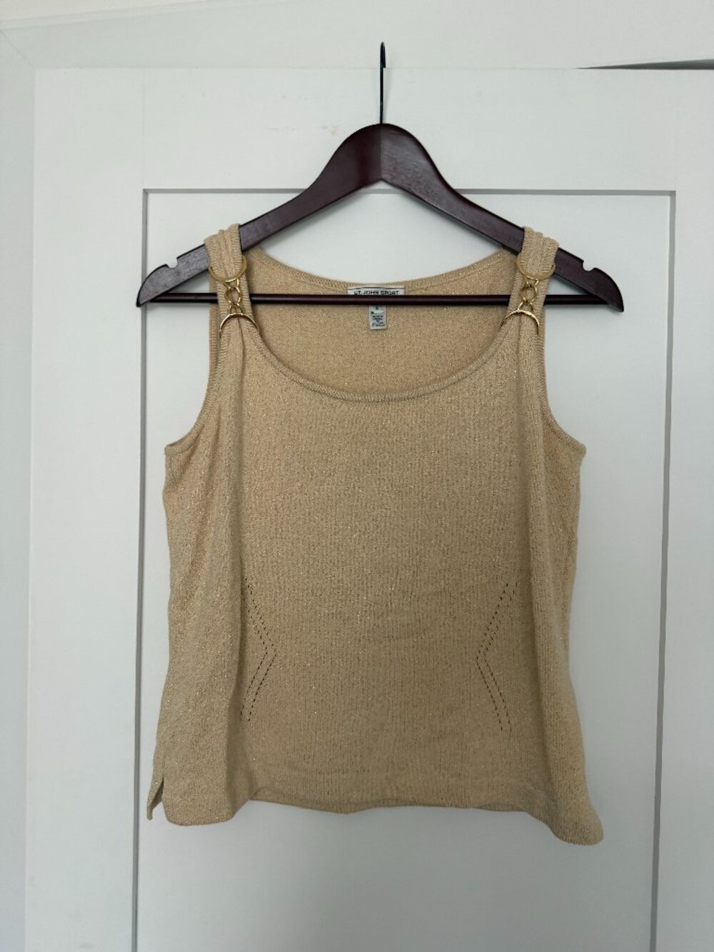 Vintage St John Sport Knit Tank Gold Metallic Small Designer